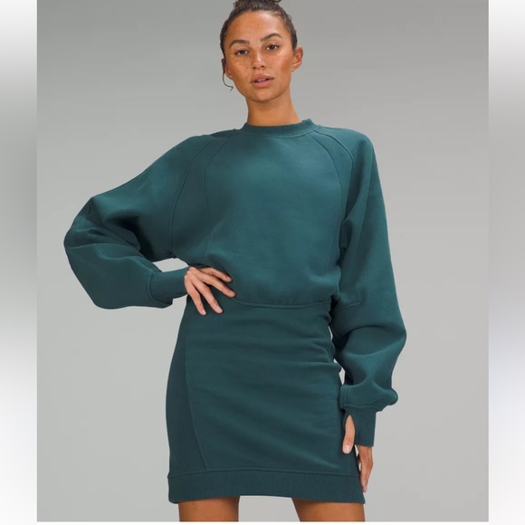 Lululemon Scuba Long Sleeve Dress Sz 6 Green Jasper - Picture 1 of 8